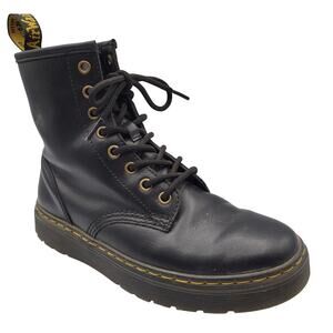 Dr. Martens Zavala Black Leather Combat Lace Up Flat Sole Size Wmn's 7 / Men's 6